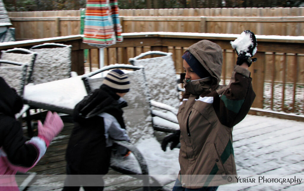 Trying to snowball fight