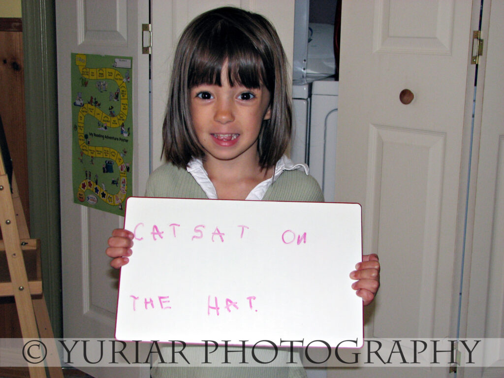 She wrote a whole sentence all by herself.v