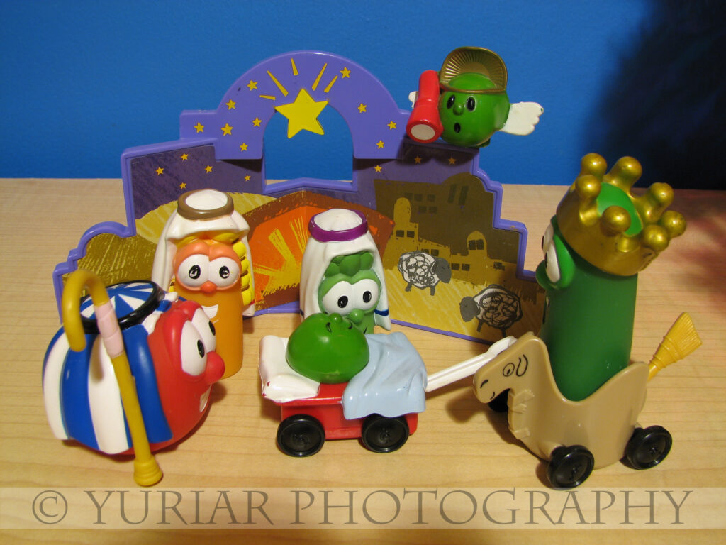 the Veggie Tales Manger scene